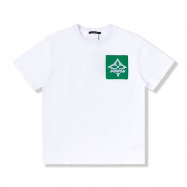 루이비통 남성 화이트 크루넥 반팔티 - Mens White Tshirts 