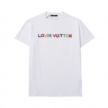 루이비통 남성 화이트 크루넥 반팔티 - Mens White Tshirts 