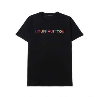 루이비통 남성 블랙 크루넥 반팔티 - Mens Black Tshirts 