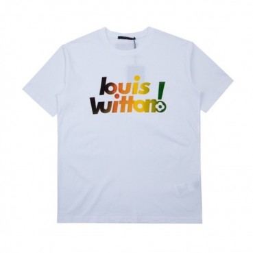 루이비통 남성 화이트 크루넥 반팔티 - Mens White Tshirts 