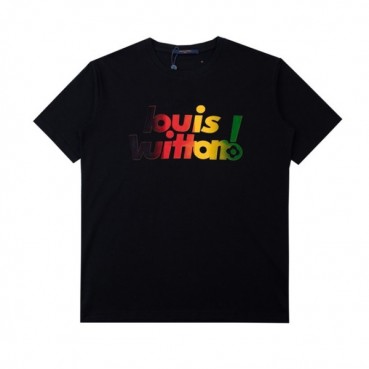 루이비통 남성 블랙 크루넥 반팔티 - Mens Black Tshirts 