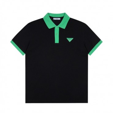 프라다 남성 블랙 폴로 반팔티 - Mens Black Tshirts 