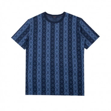 루이비통 남성 블루 크루넥 반팔티 - Mens Blue Tshirts 
