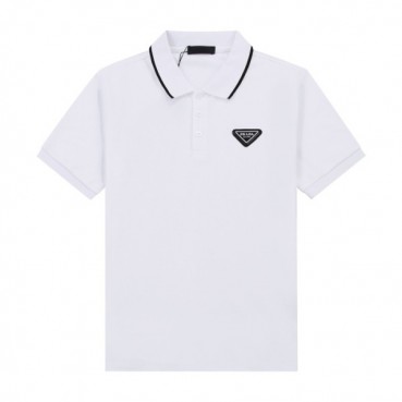 프라다 남성 화이트 폴로 반팔티 - Mens White Tshirts 
