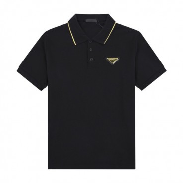 프라다 남성 블랙 폴로 반팔티 - Mens Black Tshirts 