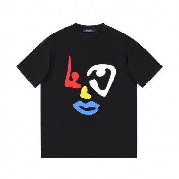 루이비통 남성 블랙 크루넥 반팔티 - Mens Black Tshirts 