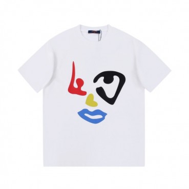 루이비통 남성 화이트 크루넥 반팔티 - Mens White Tshirts 
