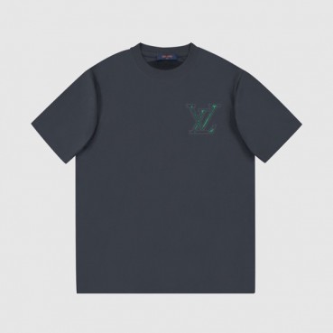 루이비통 남성 블랙 크루넥 반팔티 - Mens Black Tshirts 
