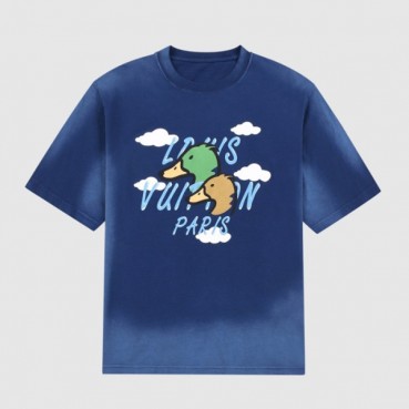 루이비통 남성 블루 크루넥 반팔티 - Mens Blue Tshirts 