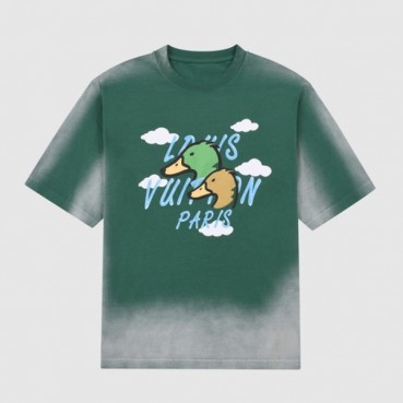 루이비통 남성 그린 크루넥 반팔티 - Mens Green Tshirts 