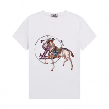 에르메스 남자 화이트 크루넥 반팔티 - Mens White Tshirts 