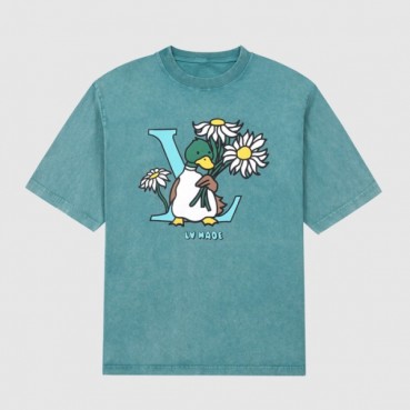 루이비통 남성 블루 크루넥 반팔티 - Mens Blue Tshirts 