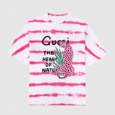 구찌 남성 크루넥 핑크 반팔티 - Mens Pink Tshirts 