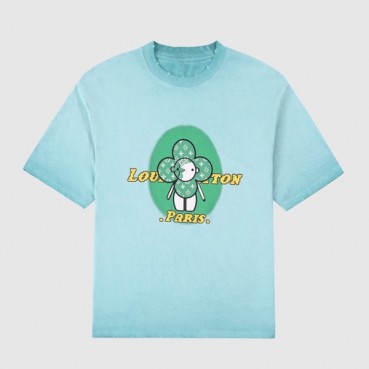루이비통 남성 블루 크루넥 반팔티 - Mens Blue Tshirts 