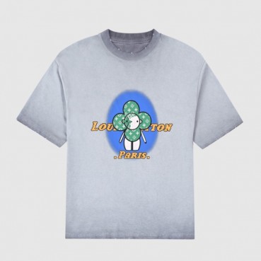 루이비통 남성 그레이 크루넥 반팔티 - Mens Gray Tshirts 