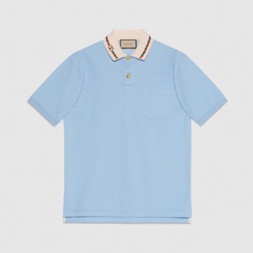 구찌 남성 블루 폴로 반팔티 - Mens Blue Tshirts 