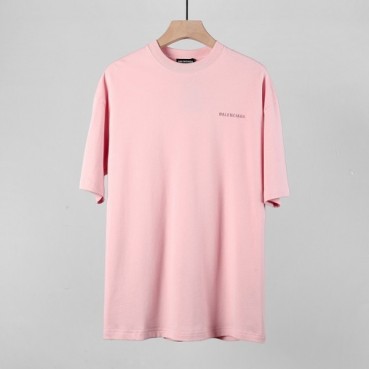 발렌시아가 남성 크루넥 핑크 반팔티 - Mens Pink Tshirts 