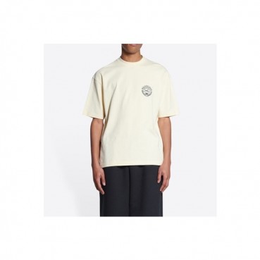 발렌시아가 남성 크루넥 아이보리 반팔티 - Mens Ivory Tshirts 