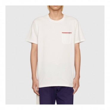 구찌 남성 크루넥 화이트 반팔티 - Mens White Tshirts 