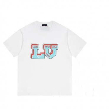 루이비통 남성 화이트 크루넥 반팔티 - Mens White Tshirts 
