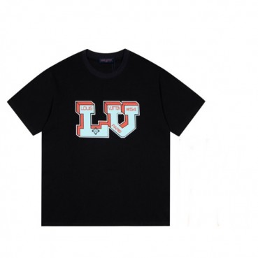 루이비통 남성 블랙 크루넥 반팔티 - Mens Black Tshirts 