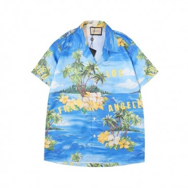 구찌 남성 트렌디 블루 반팔티 - Mens Blue Tshirts 