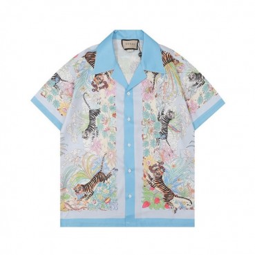 구찌 남성 트렌디 블루 반팔티 - Mens Blue Tshirts 