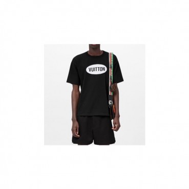 루이비통 남성 블랙 크루넥 반팔티 - Mens Black Tshirts 