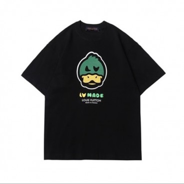 루이비통 남성 블랙 크루넥 반팔티 - Mens Black Tshirts 