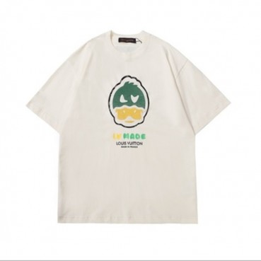루이비통 남성 아이보리 크루넥 반팔티 - Mens Ivory Tshirts 
