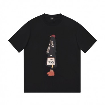 펜디 남성 크루넥 블랙 반팔티 - Mens Black Tshirts 