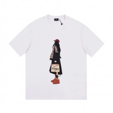 펜디 남/녀 크루넥 화이트 반팔티 - Unisex White Tshirts 