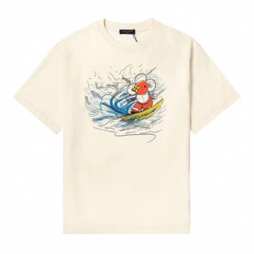 루이비통 남성 아이보리 크루넥 반팔티 - Mens Ivory Tshirts 