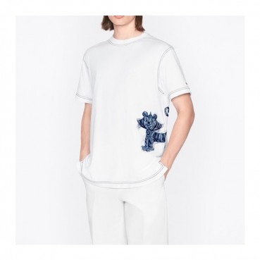 디올 남성 크루넥 화이트 반팔티 - Mens White Tshirts 