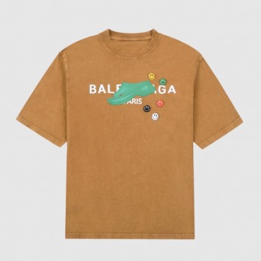 발렌시아가 남성 크루넥 카멜 반팔티 - Mens Camel Tshirts 