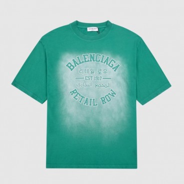발렌시아가 남성 크루넥 그린 반팔티 - Mens Green Tshirts 