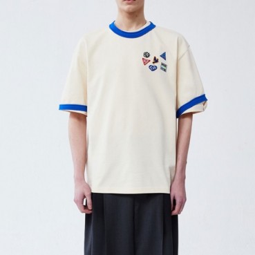 Ader 남/녀 아이보리 크루넥 반팔티 - Unisex Ivory Tshirts 