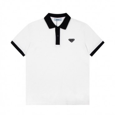 프라다 남성 화이트 폴로 반팔티 - Mens White Tshirts 