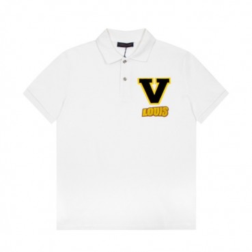 루이비통 남성 폴로 화이트 반팔티 - Mens White Tshirts 