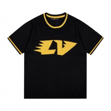 루이비통 남성 블랙 크루넥 반팔티 - Mens Black Tshirts 