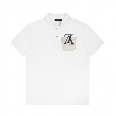 루이비통 남성 폴로 화이트 반팔티 - Mens White Tshirts 