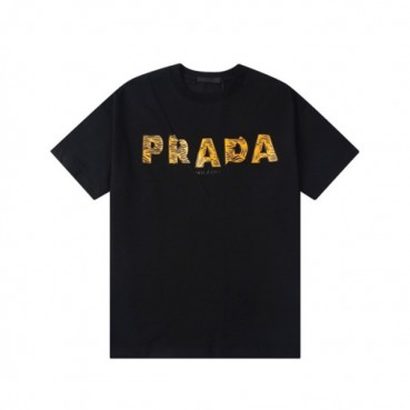 프라다 남성 블랙 반팔티 - Prada Mens Black Tshirts 