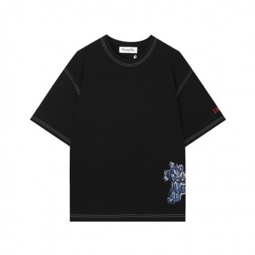 디올 남성 크루넥 블랙 반팔티 - Mens Black Tshirts 