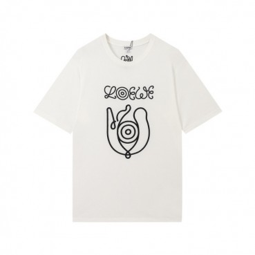로에베 남성 이니셜 화이트 반팔티 - Mens White Tshirts 