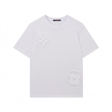루이비통 남성 크루넥 화이트 반팔티 - Mens White Tshirts 