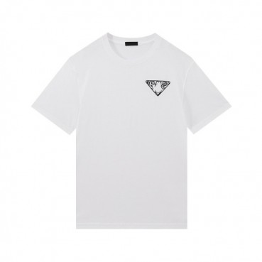 프라다 남성 크루넥 화이트 반팔티 - Mens White Tshirts 