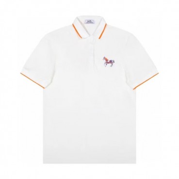 에르메스 남자 화이트 폴로 반팔티 - Mens White Tshirts 