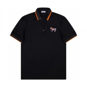 에르메스 남자 블랙 폴로 반팔티 - Mens Black Tshirts 