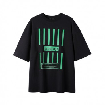 발렌시아가 남성 크루넥 블랙 반팔티 - Mens Black Tshirts 