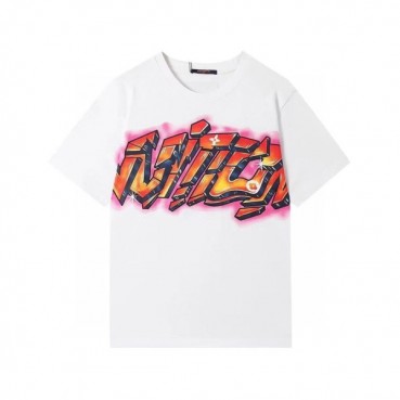 루이비통 남성 크루넥 화이트 반팔티 - Mens White Tshirts 